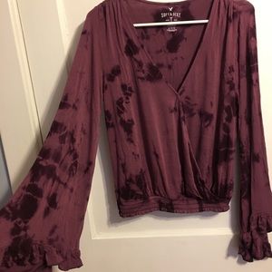 Tie dye print long bell sleeve shirt